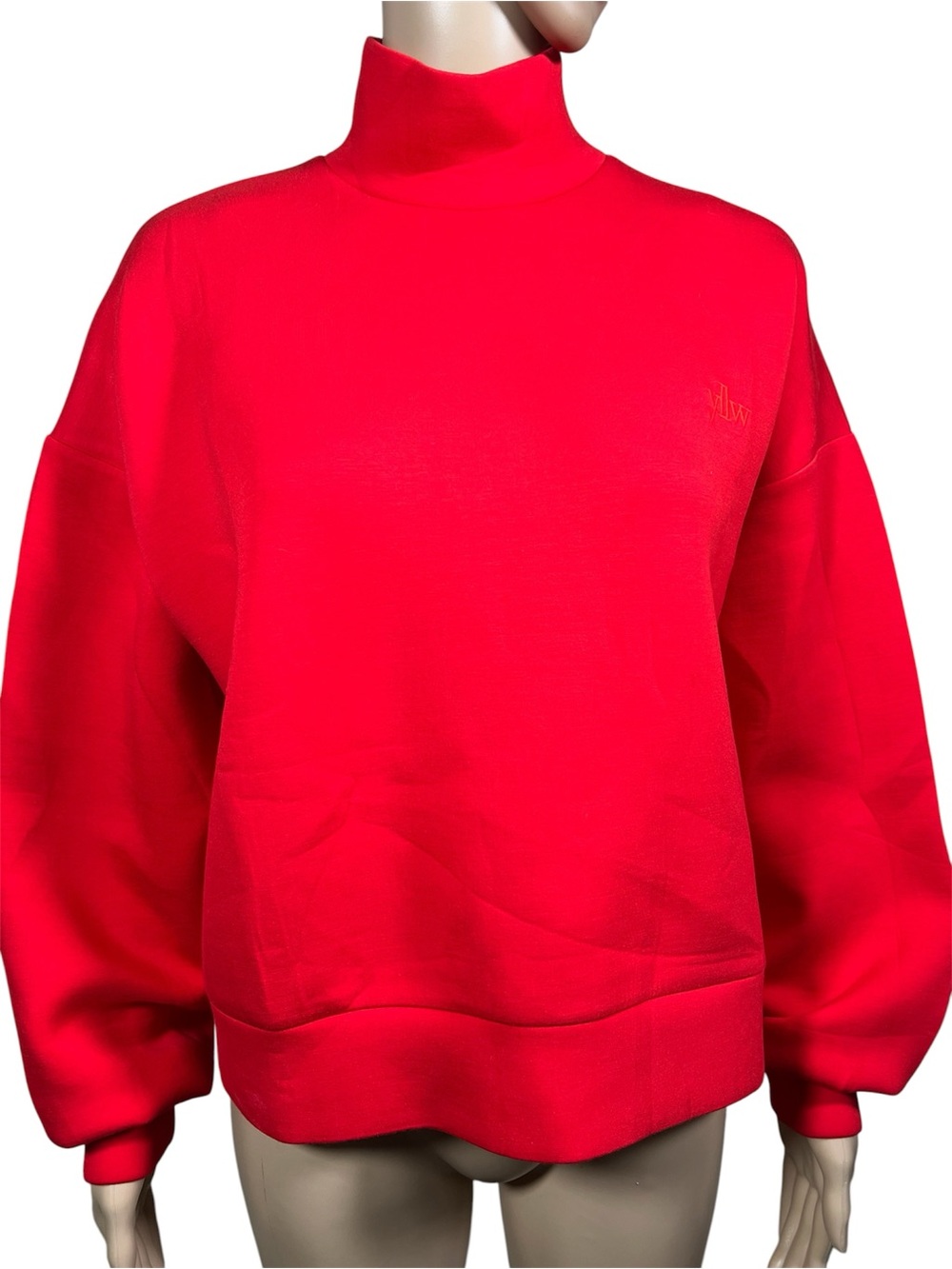 YLLW Yellow the Label Sweatshirt Womens XS Cropped Boxy Oversize Mock Neck Red